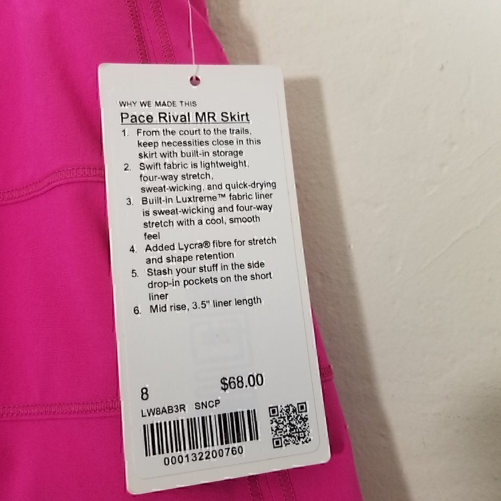 NWT‎ Lululemon Pace Rival MR Skirt SNCP Size 8 - Picture 3 of 3